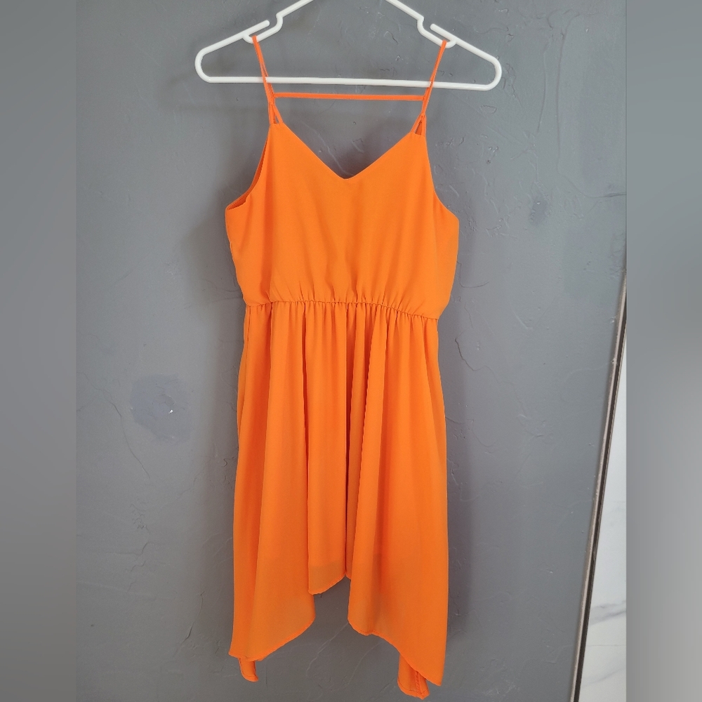 Charlotte Russe Orange Chiffon Mini Dress